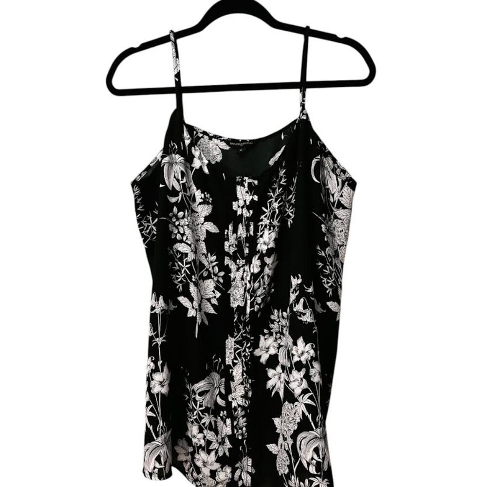 Banana Republic Women's Sleeveless Blouse Size XL Black White Floral Top